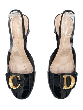 Christian Dior C’est Dior Patent Slingback Heels CD Logo 36